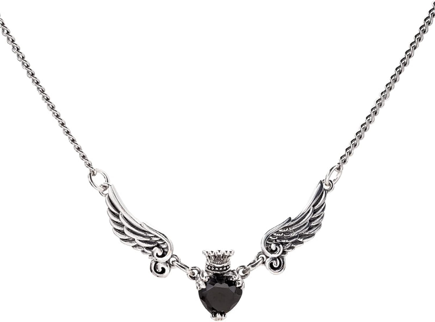 Devil Wing Heart Crown Chain Necklace - Adjustable Gothic Punk Jewelry For Men & Women