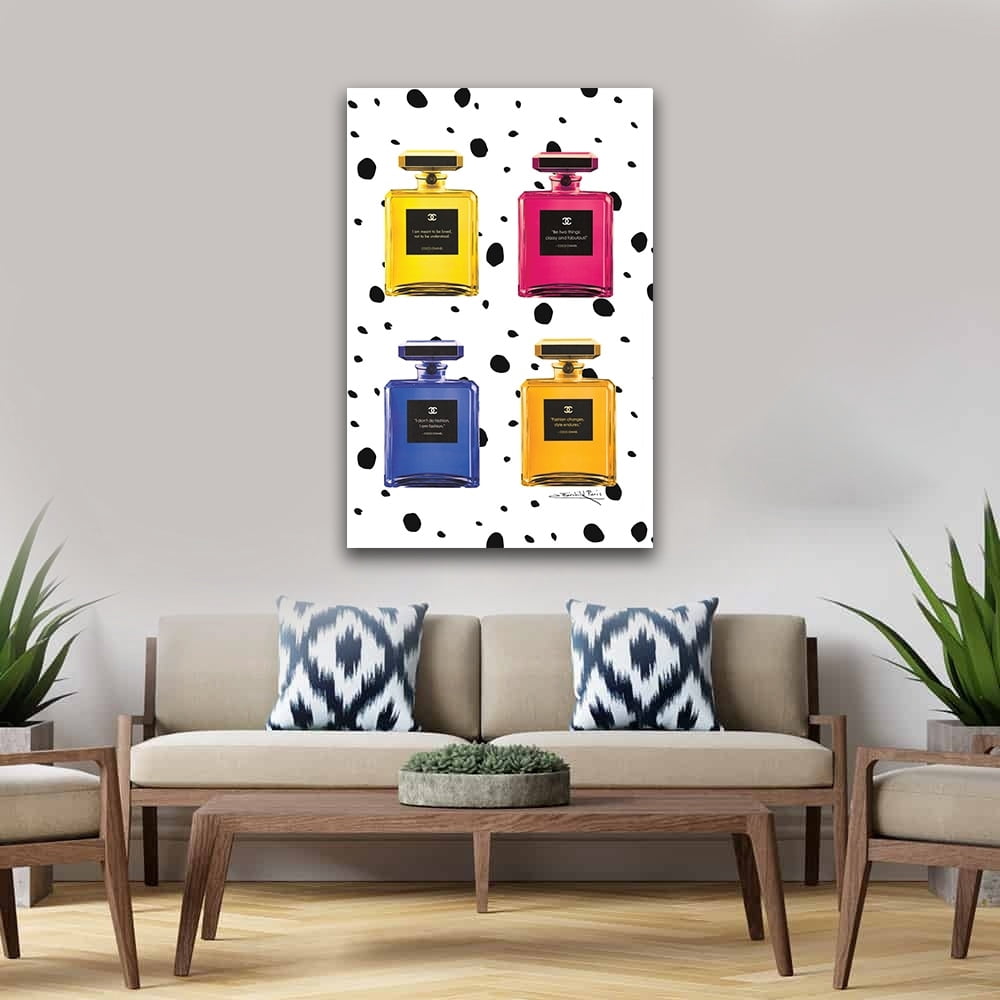 COLORFUL FASHION PERFUME BOTTLE QUOTES - 14"x14" Canvas Artwork 20 x 30