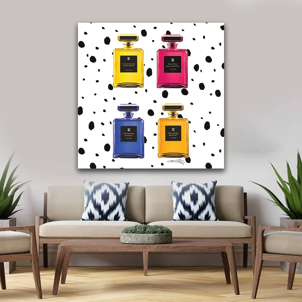 COLORFUL FASHION PERFUME BOTTLE QUOTES - 14"x14" Canvas Artwork 30 x 30