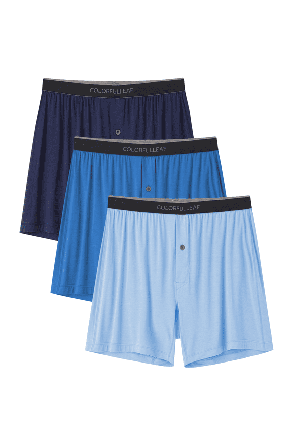 Mens Boxer Shorts Underwear Made from Bamboo Rayon Loose Breathable Boxers for Men with Button Fly(3C,S)