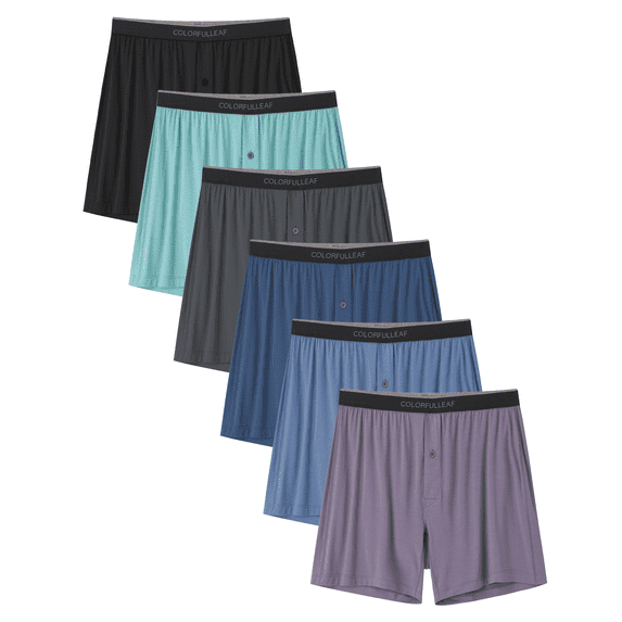MAYFISH Mens Boxer Shorts Underwear Made from Bamboo Rayon Loose Breathable Boxers for Men with Button Fly(6B,M)