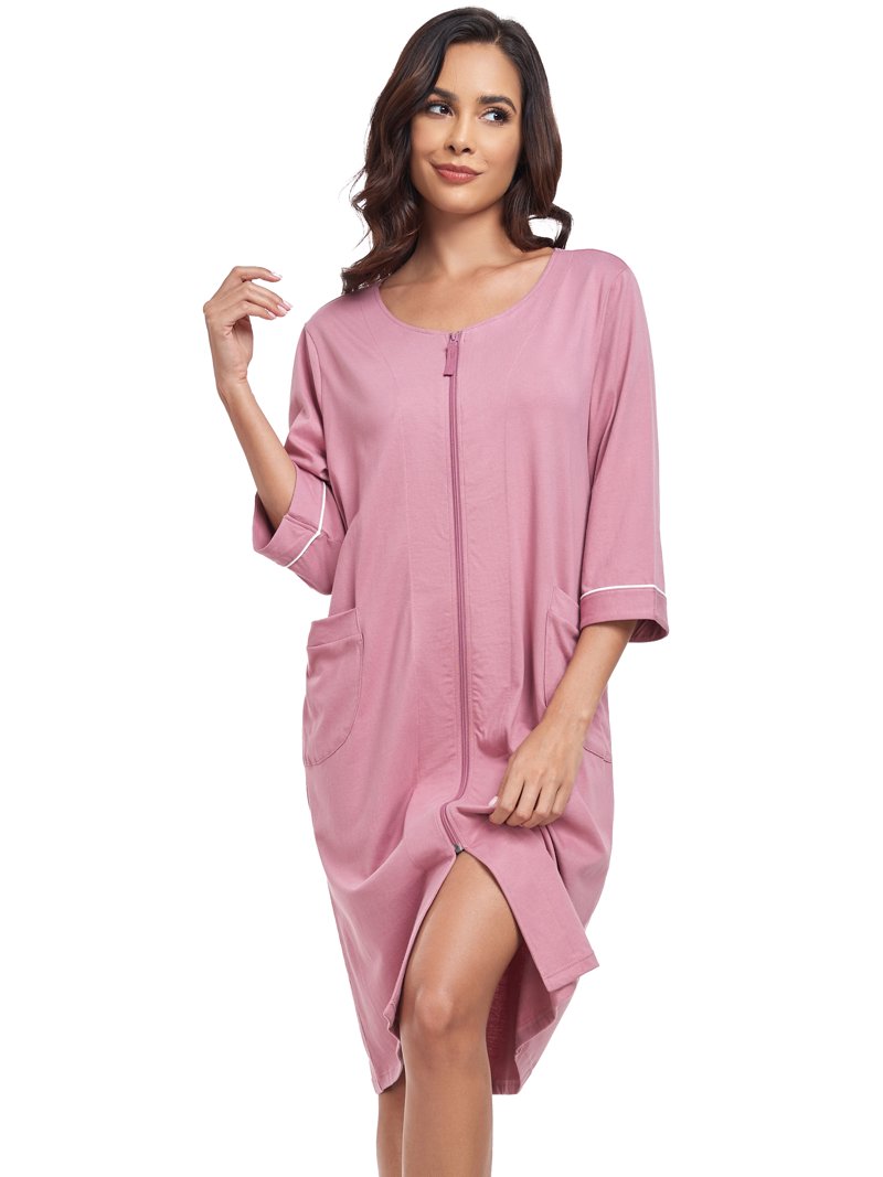 COLORFULLEAF Women's 100% Cotton Kimono Robe - Lightweight Short Sleeve Bathrobe With Pockets