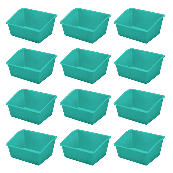 COLORS Stackable Book Bins for Classroom – Durable Plastic Storage – Teal – 12 Pack Organizer for School & Home – Made in USA