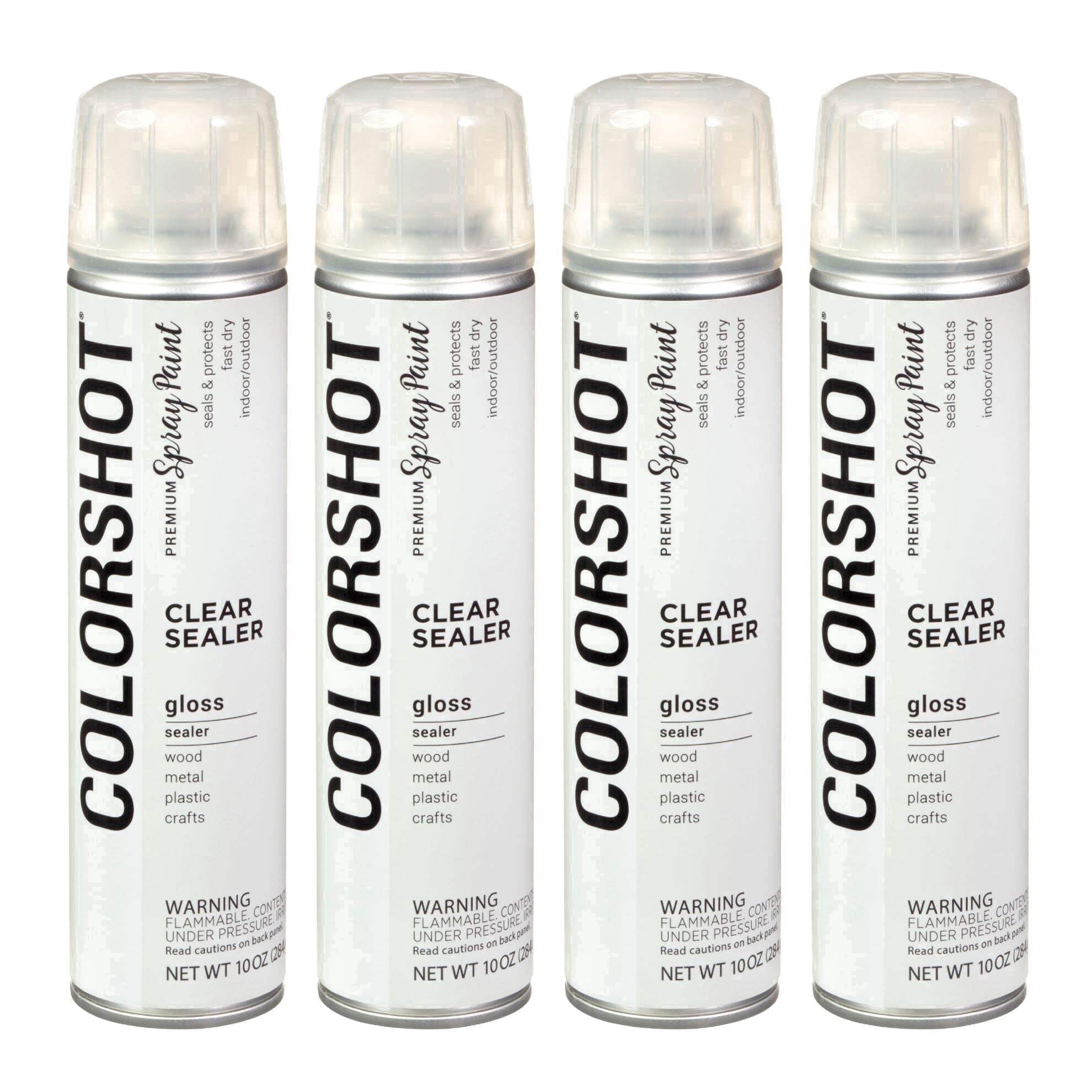 COLORSHOT Clear Sealer Gloss, 10 oz. 4 Pack, Fast-Drying Acrylic Paint, Indoor & Outdoor Use