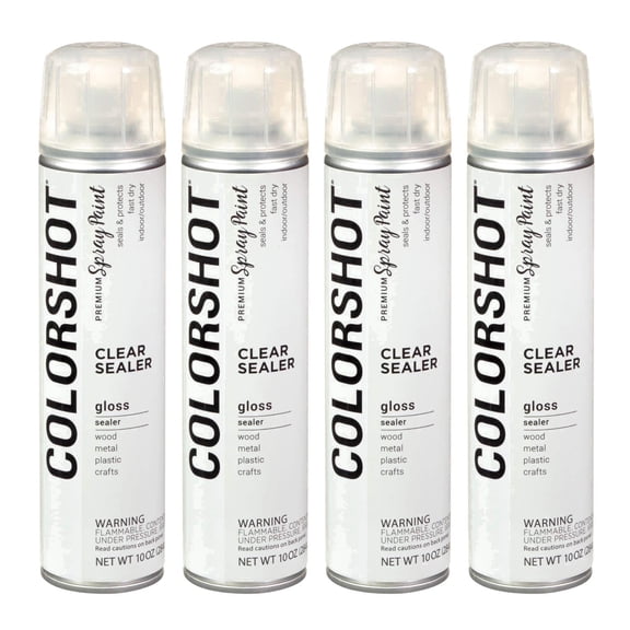 COLORSHOT Clear Sealer Gloss, 10 oz. 4 Pack, Fast-Drying Acrylic Paint, Indoor & Outdoor Use