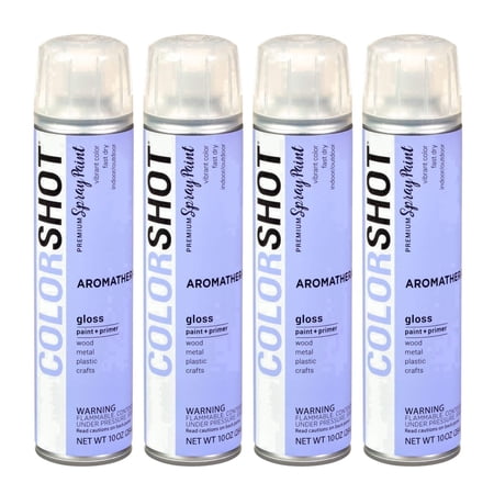 COLORSHOT Gloss Spray Paint, Aromatherapy (Lavender) 10 oz. 4 Pack, Fast-Drying Acrylic Paint, Indoor & Outdoor Use