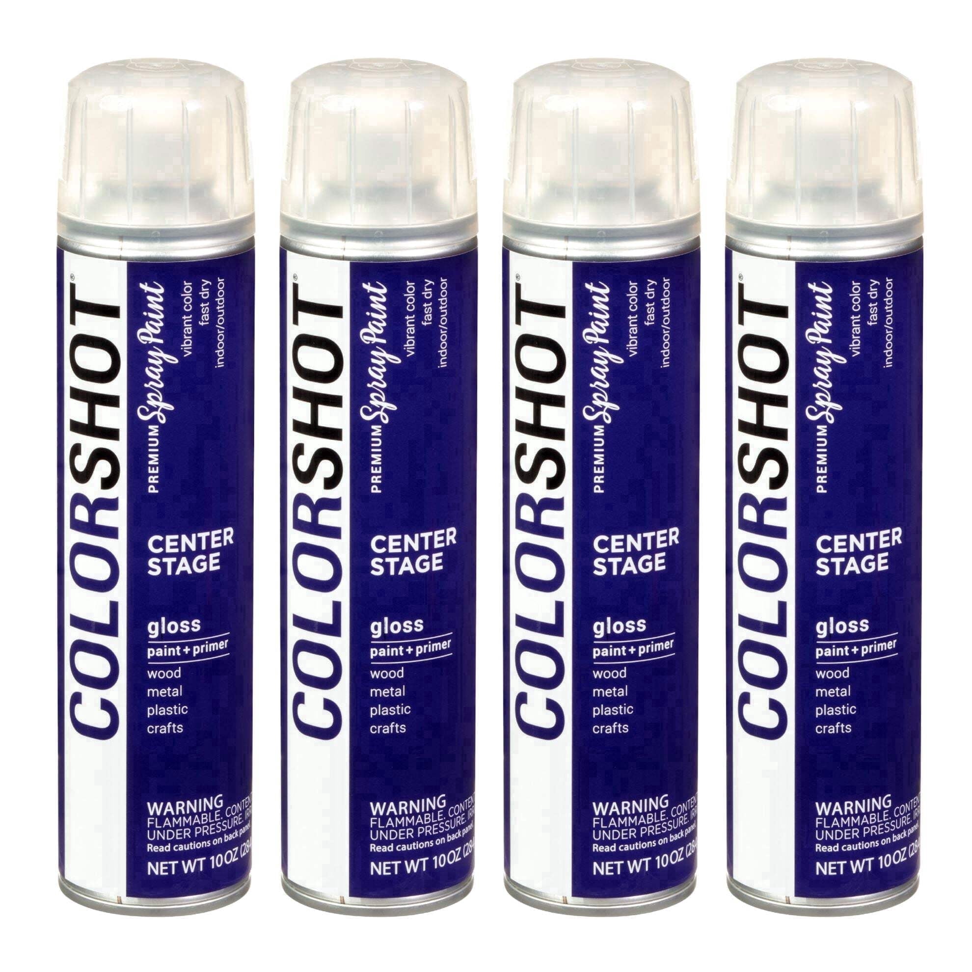 COLORSHOT Gloss Spray Paint, Center Stage (Purple) 10 oz. 4 Pack, Fast-Drying Acrylic Paint, Indoor & Outdoor Use