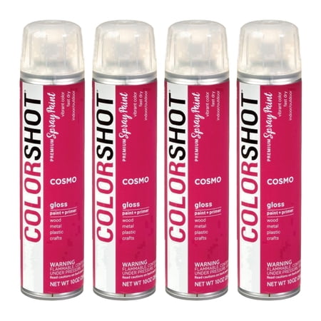 COLORSHOT Gloss Spray Paint, Cosmo (Fuchsia) 10 oz. 4 Pack, Fast-Drying Acrylic Paint, Indoor & Outdoor Use
