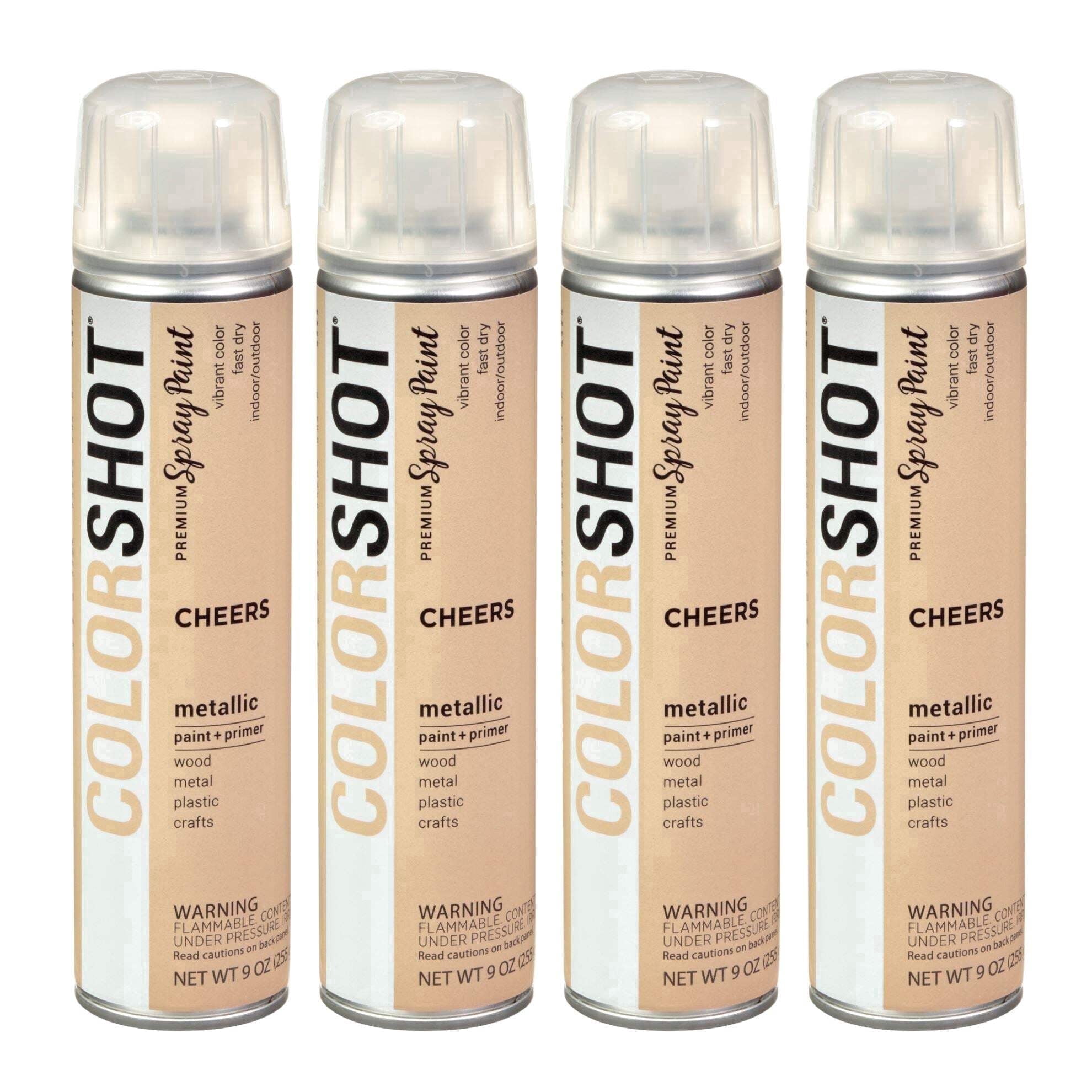COLORSHOT Metallic Spray Paint, Cheers (Champagne Metallic) 9 oz. 4 Pack, Fast-Drying Acrylic Paint, Indoor & Outdoor Use
