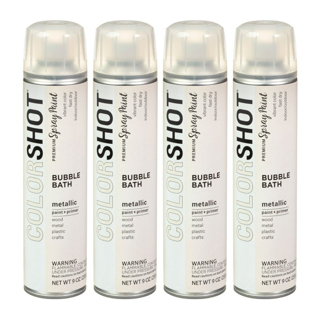 COLORSHOT Metallic Spray Paint Bubble Bath (White) 9 oz. 4 Pack