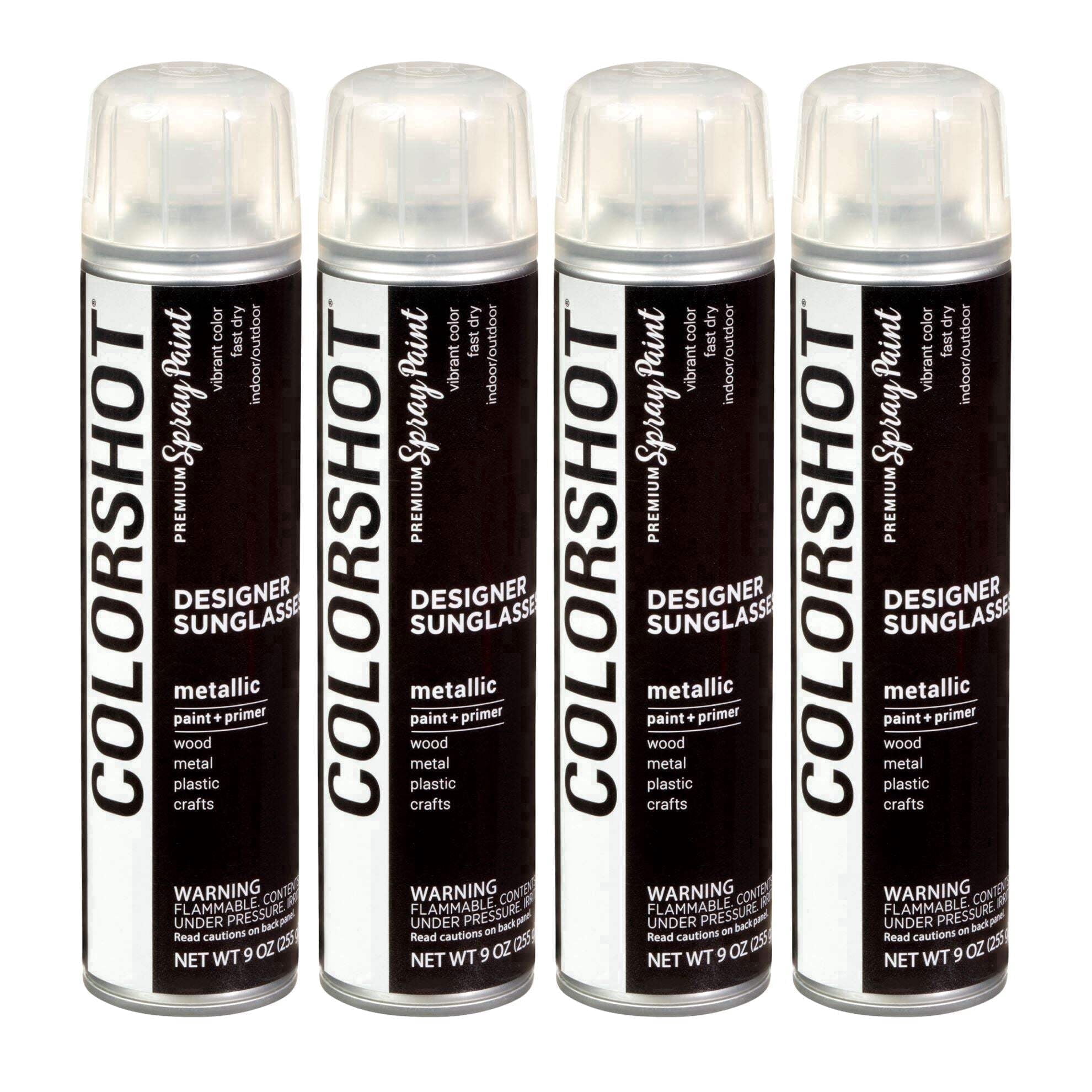 COLORSHOT Metallic Spray Paint, Designer Sunglasses (Oil Rubbed Bronze) 9 oz. 4 Pack, Fast-Drying Acrylic Paint, Indoor & Outdoor Use
