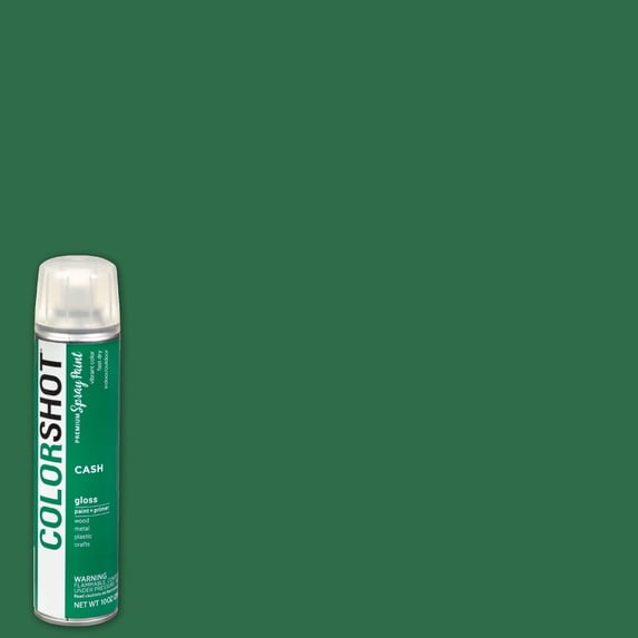 COLORSHOT Gloss Spray Paint, Cash (Green), 10 oz, Fast-Drying Acrylic Paint, Indoor & Outdoor Use