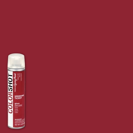 COLORSHOT Gloss Spray Paint, Speeding Ticket (Dark Red), 10 oz, Fast-Drying Acrylic Paint, Indoor & Outdoor Use