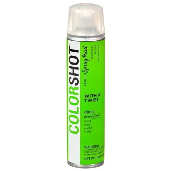 COLORSHOT Gloss Spray Paint, With A Twist (Lime), 10 oz, Fast-Drying Acrylic Paint, Indoor & Outdoor Use