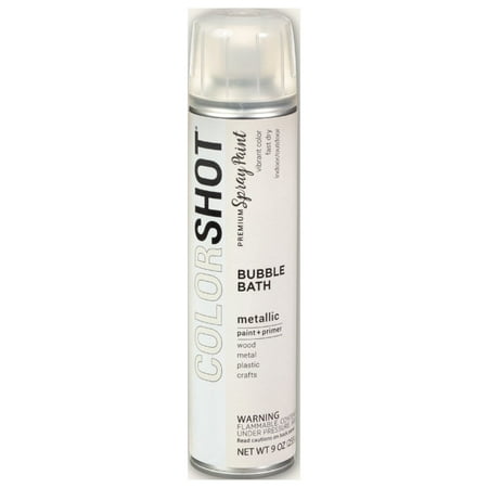 COLORSHOT Premium Multi-Surface Metallic Bubble Bath Spray Paint - 9 oz - White