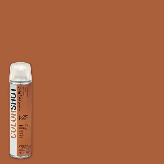 COLORSHOT Metallic Spray Paint, Lucky Penny (Copper), 9 oz, Fast-Drying Acrylic Paint, Indoor & Outdoor Use