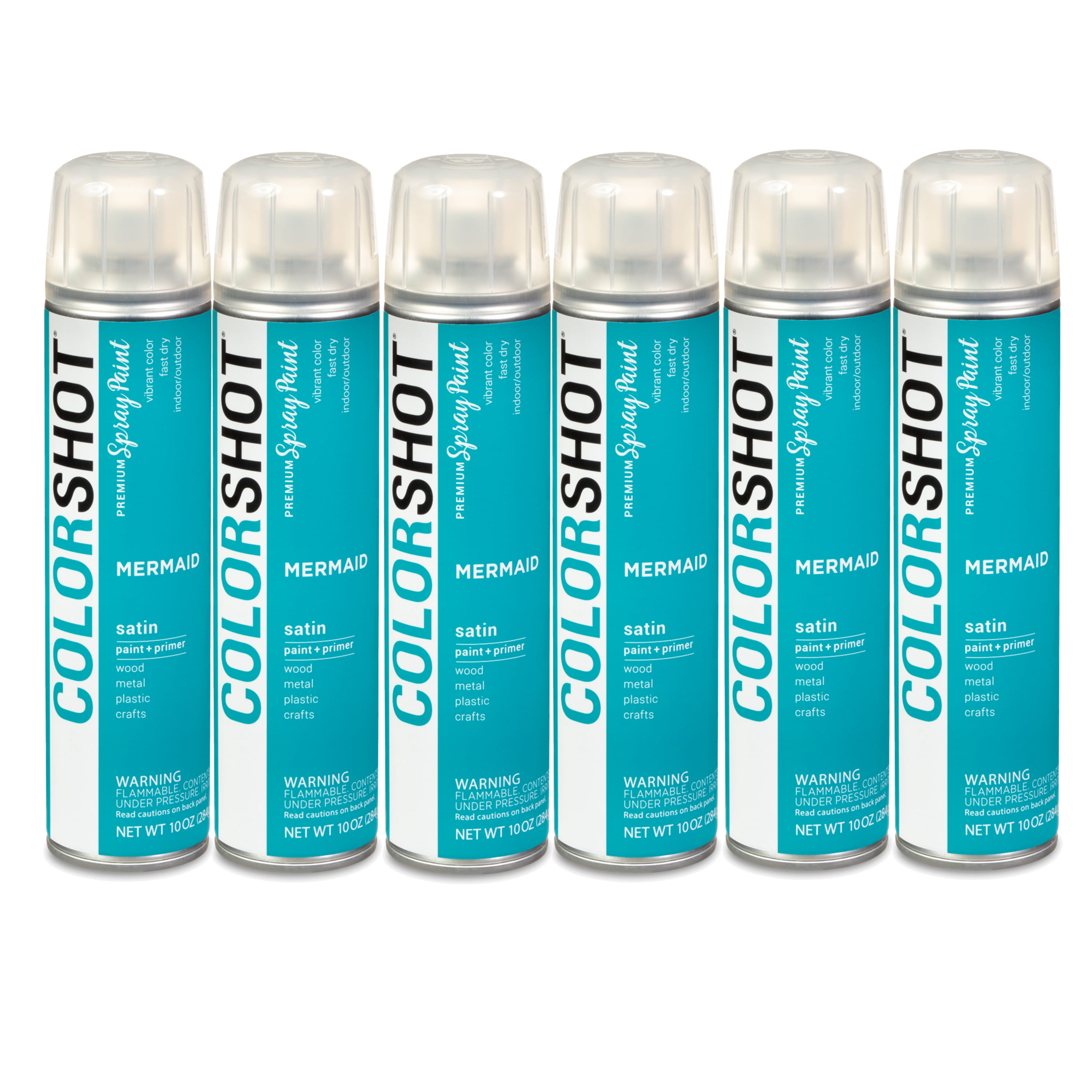 COLORSHOT Premium Spray Paint Satin Mermaid (Teal), 10 oz, 6 Pack