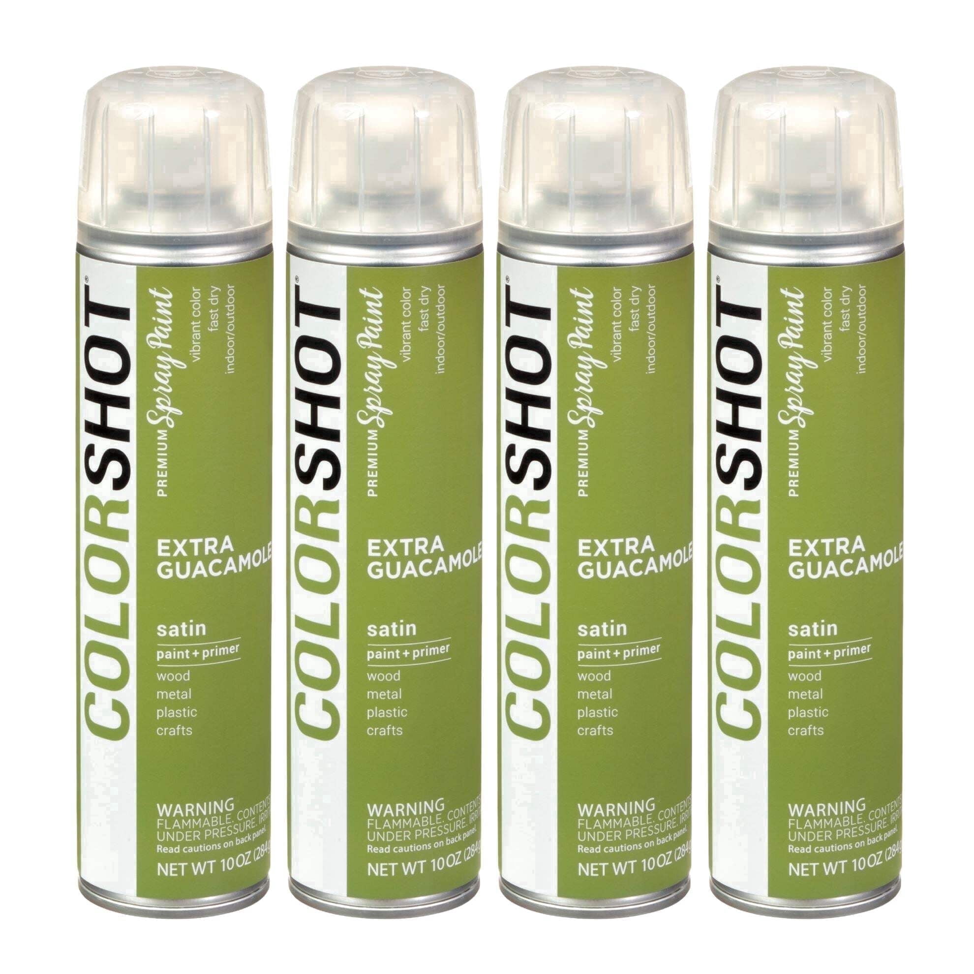 COLORSHOT Satin Spray Paint, Extra Guacamole (Avocado) 10 oz. 4 Pack, Fast-Drying Acrylic Paint, Indoor & Outdoor Use