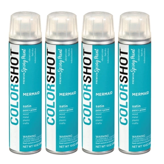 COLORSHOT Satin Spray Paint Mermaid (Teal) 10 oz. 4 Pack