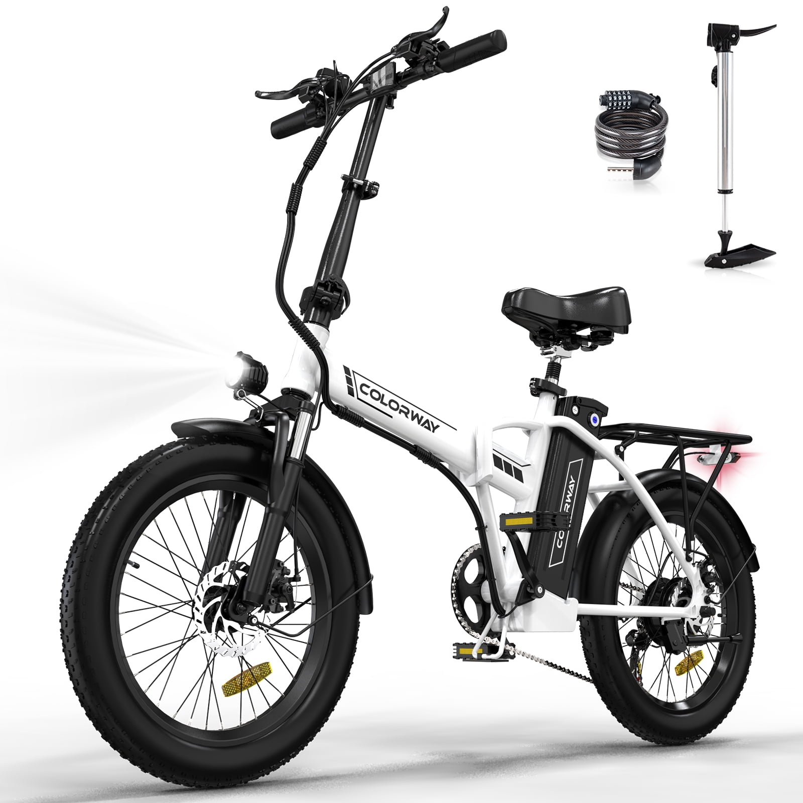 COLORWAY 20”X3.0 Fat Tire Electric bicycles, Foldable Mountain Snow Beach Electric bike ebike with 500W/36V/13Ah Battery, Shimano 7-Speed e bicycle