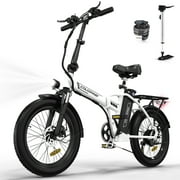 COLORWAY 20”X3.0 Fat Tire Electric bicycles, Foldable Mountain Snow Beach Electric bike ebike with 500W/36V/12Ah Battery, Shimano 7-Speed e bicycle