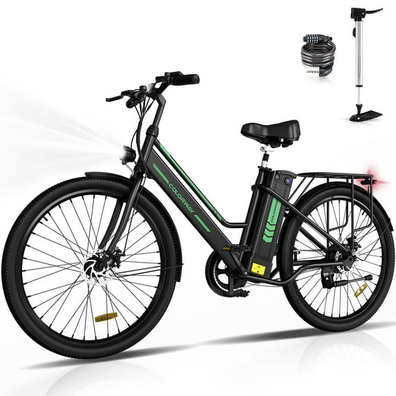 COLORWAY 26" Electric Bike for Woman, 500W Powerful Motor, 36V 13AH Removable Battery E Bike, , Max. Speed 19.9MPH Electric Bicycle UL2849