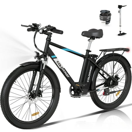 COLORWAY 500W 26"X3.0 Electric Bike for Adults, 36V/15Ah E bike, Shimano 7-Speed, Electric Cruiser Bike for Female Male