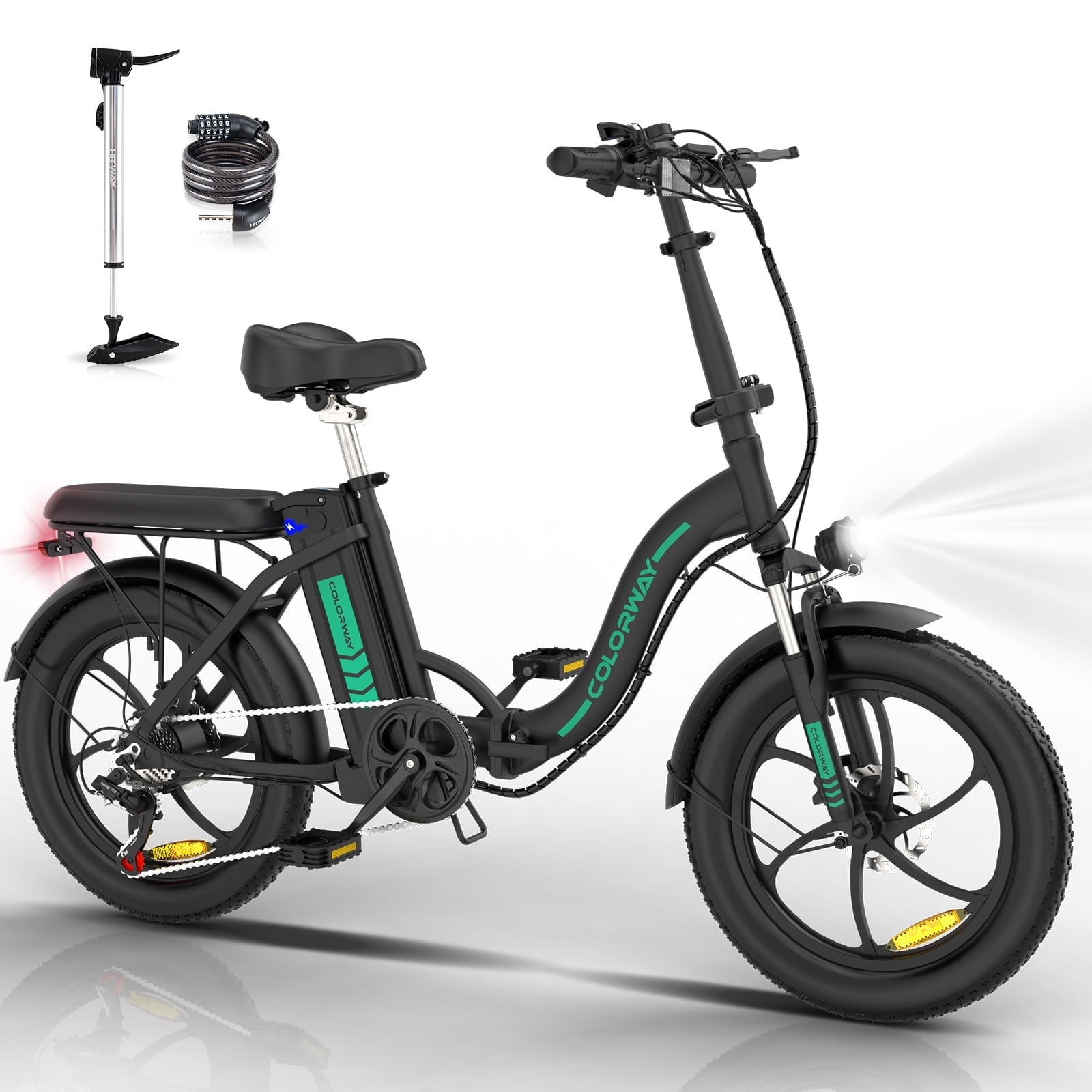 COLORWAY 500W Electric bicycles, 20x3.0in Fat Tire Eleictric Bike, 11.2Ah/36V E-Bike, 7-SHIMANO 19.9MPH Bicycle for Teenager and Adults-BK6M - image 1 of 7