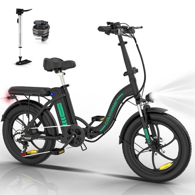 COLORWAY 500W Electric bicycles, 20x3.0in Fat Tire Eleictric Bike, 11.2Ah/36V E-Bike, 7-SHIMANO 19.9MPH Bicycle for Teenager and Adults-BK6M