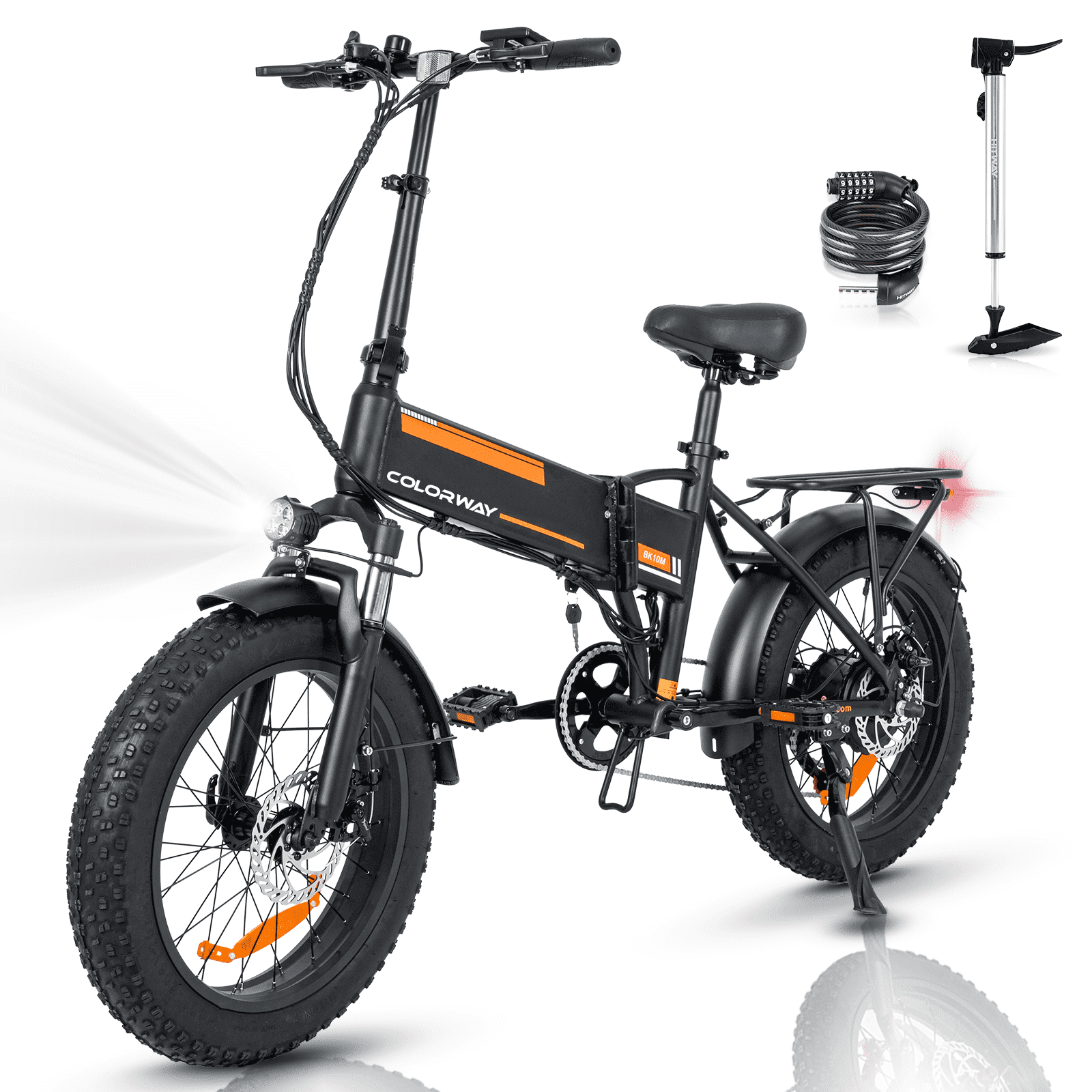 "COLORWAY 750W Waterproof EBike, 20X4.0"" Fat Tire Electric Bicycle, 36V/12AH Removable Battery
