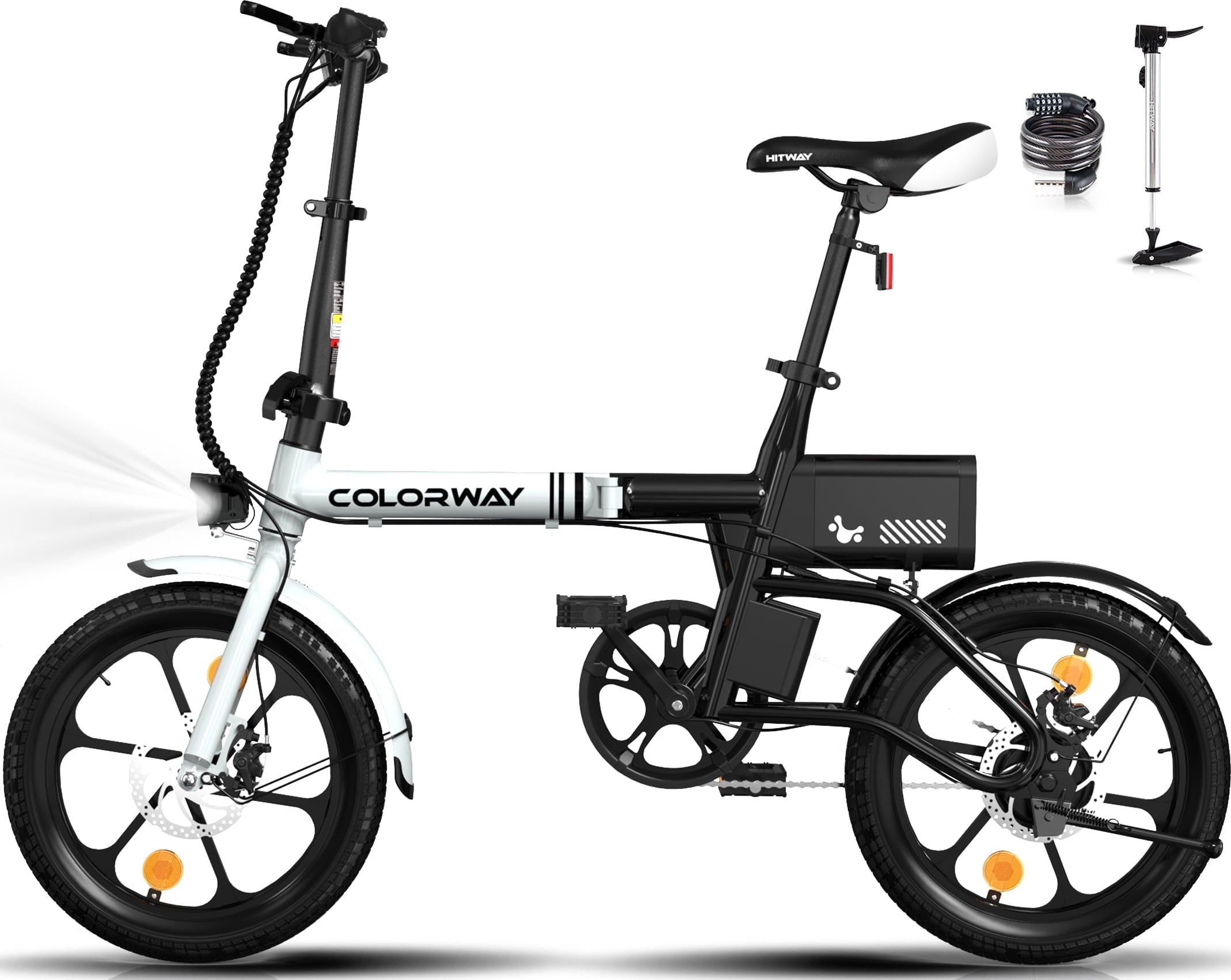 COLORWAYBK35M 16 Foldable Electric Bike for Adults 350W Motor, City Commuter E-Bike, Up to 37 Mile Range, Lightweight Aluminum, Easy Fold & Carry,UL2849