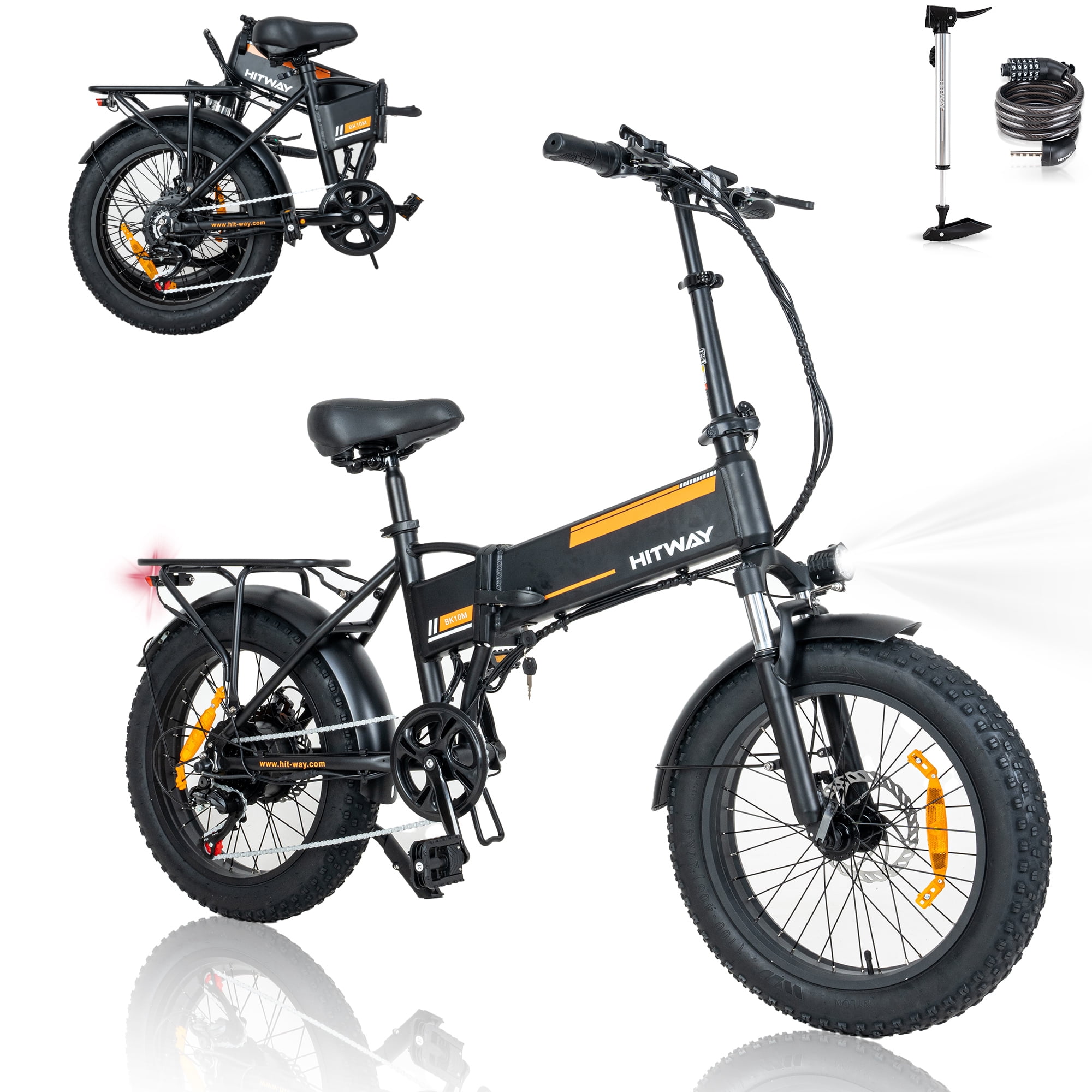 HITWAY BK10M Electric Bicycles with 750W Motor, Electric Bike for Adults 20" x4.0 Fat Tire, 48V 12AH Removable Battery E Bike, UL2849 Certified