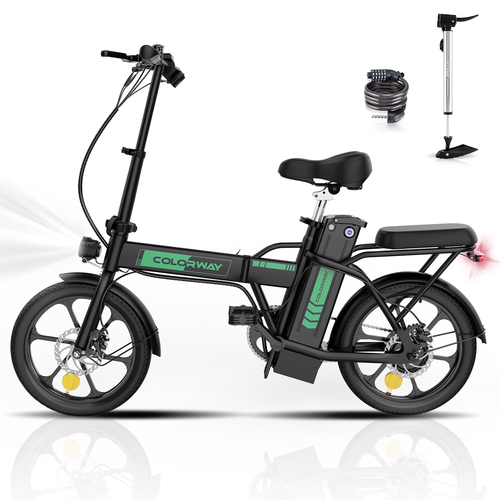 The Coupon deal of  COLORWAY Folding E-Bike, 500W/8.4Ah/36V Removable Battery, 19.9MPH Speed, UL2849 Certified for Adults and Teenagers