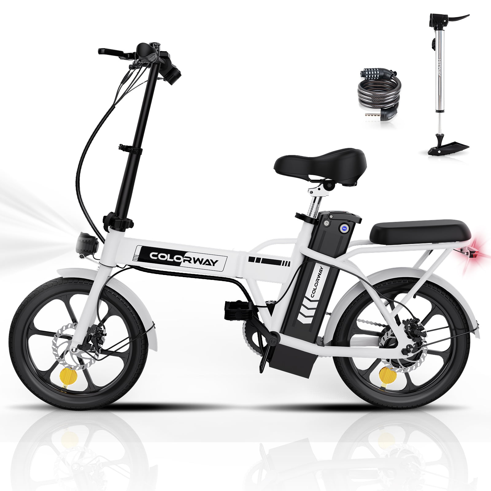 COLORWAY 500W/8.4Ah/36V, 19.9MPH Foldable Electric Bike with Removable Battery