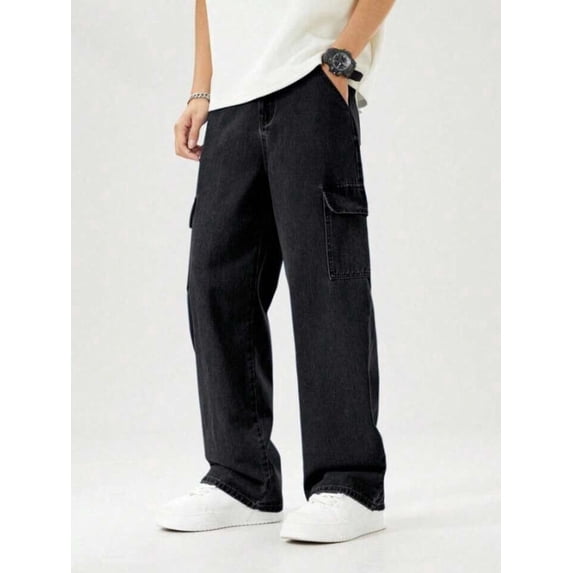 COLORWINGS Men's 6 Pocket Cargo Jeans – Relaxed Fit Washed Denim Pants with Utility Pockets, Casual Streetwear Jeans
