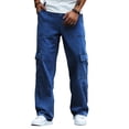 thumbnail image 1 of COLORWINGS Men's 6 Pocket Cargo Jeans – Relaxed Fit Washed Denim Pants with Utility Pockets, Casual Streetwear Jeans, 1 of 5