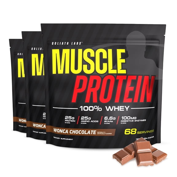 Colossal Labs Muscle Whey Protein Powder (Flavored), 25,000mg Amino Acids/Serving, Cold Filtered(Packaging May Vary) (15 Pound (pack of 3), Chocolate)