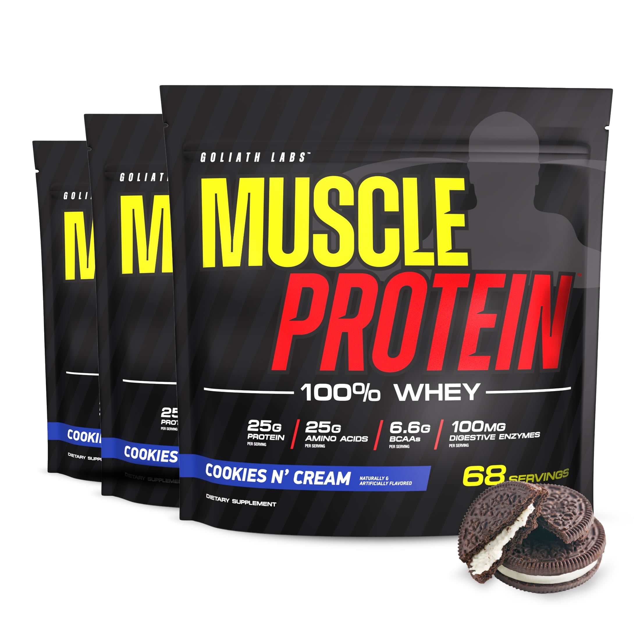 Colossal Labs Muscle Whey Protein Powder, 15lb 3pk, Cookies and Cream ...