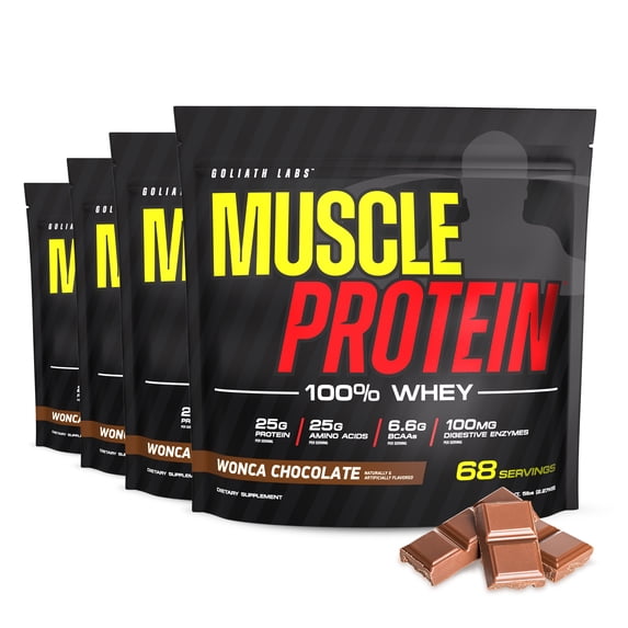 COLOSSAL LABS Muscle Whey Protein Flavored Protein Powder, 25,000mg Amino Acids/Serving, Cold Filtered(Packaging May Vary) (20 Pound (Pack of 4), Chocolate)
