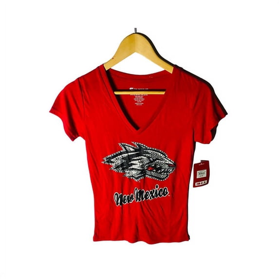 COLOSSEUM Women's New Mexico Lobos Vegas V-Neck Short-Sleeve T-Shirt RED SMALL