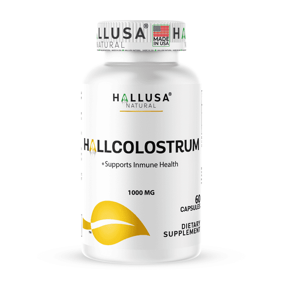 HALLUSA NATURAL Bovine Colostrum Capsules 1000mg with Immunoglobulins for Immune & Digestive Support, 60 Capsules