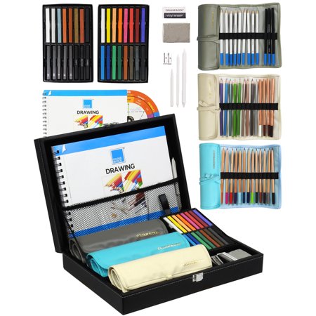 COLOUR BLOCK 91pc PU Box Drawing Set: For Kids, Teens, and Adults, Great for Sketching, Coloring, and Charcoal Pencils