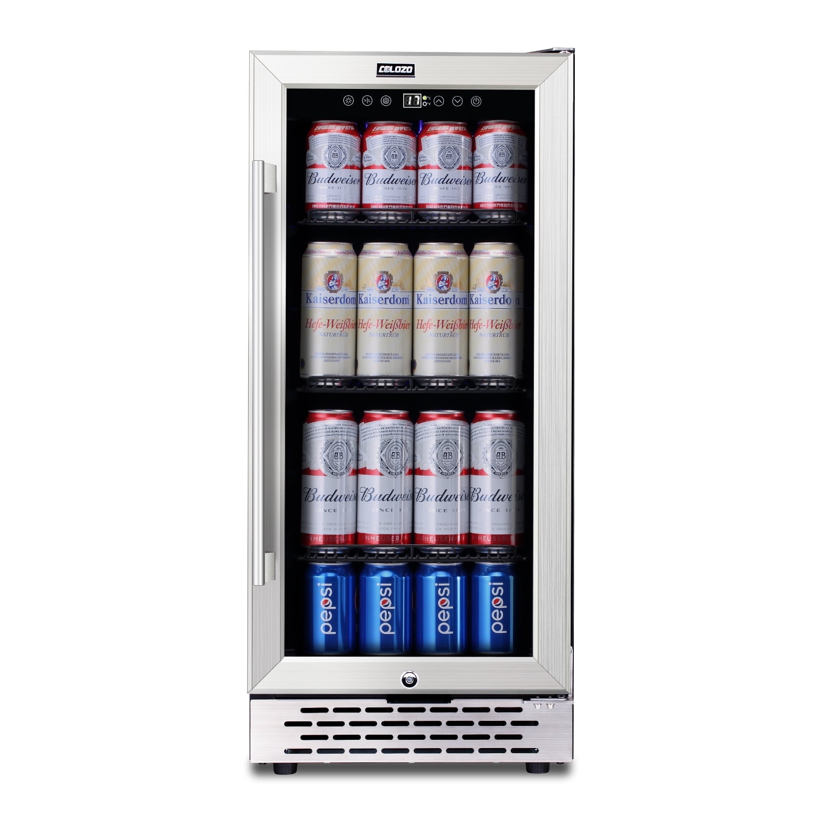 COLOZO 15 Inch Beverage Fridge Under Counter, Freestanding 130 Cans Beverage Refrigerator Cooler for Home Bar Beer