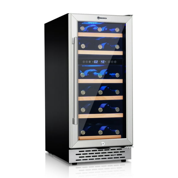 COLOZO 15 inch Wine Refrigerator,Dual Zone Freestanding Wine Fridge with Compressor for Home Office