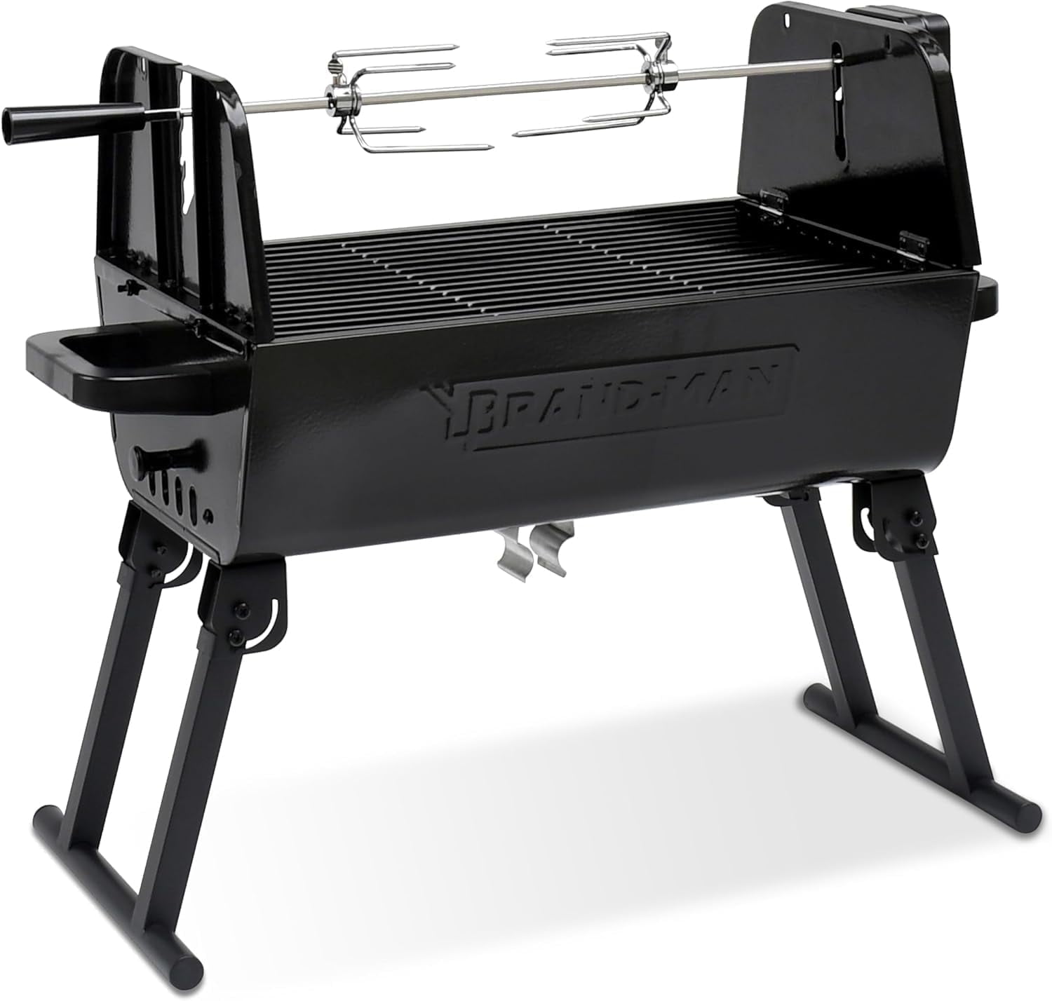 Portable 2-in-1 Charcoal Rotisserie Grill with Spit Roaster & Motor by BRANDMAN GRILLS SINCE 1987