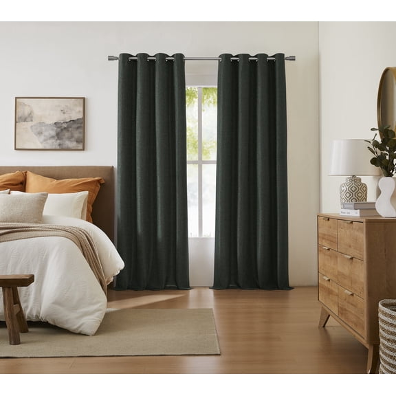 COLTON SUNSHIELD SIGNATURE Premium Blackout Curtains for Living Rooms, Single Curtain Grommet, 50” x 84”, Gray