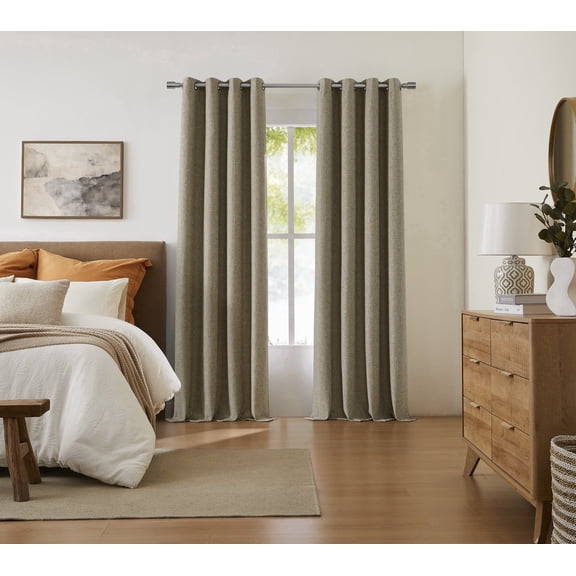 COLTON SUNSHIELD SIGNATURE Premium Blackout Curtains for Living Rooms, Single Curtain Grommet, 50” x 84”, Taupe