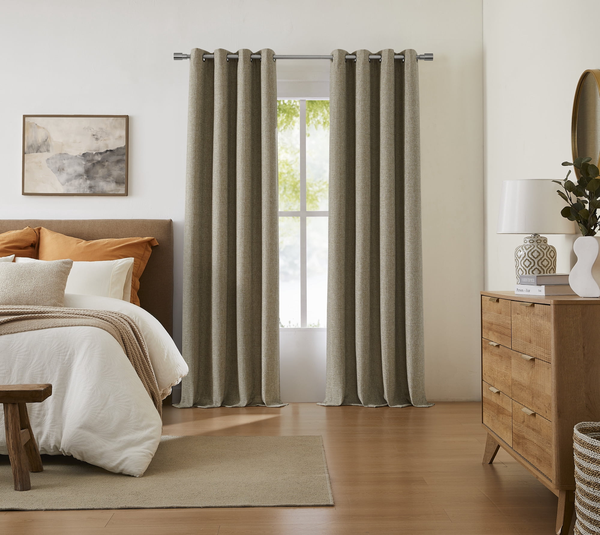 COLTON SUNSHIELD SIGNATURE Blackout Curtains for Living Rooms, Single Curtain Grommet, 50” x 84”, Taupe