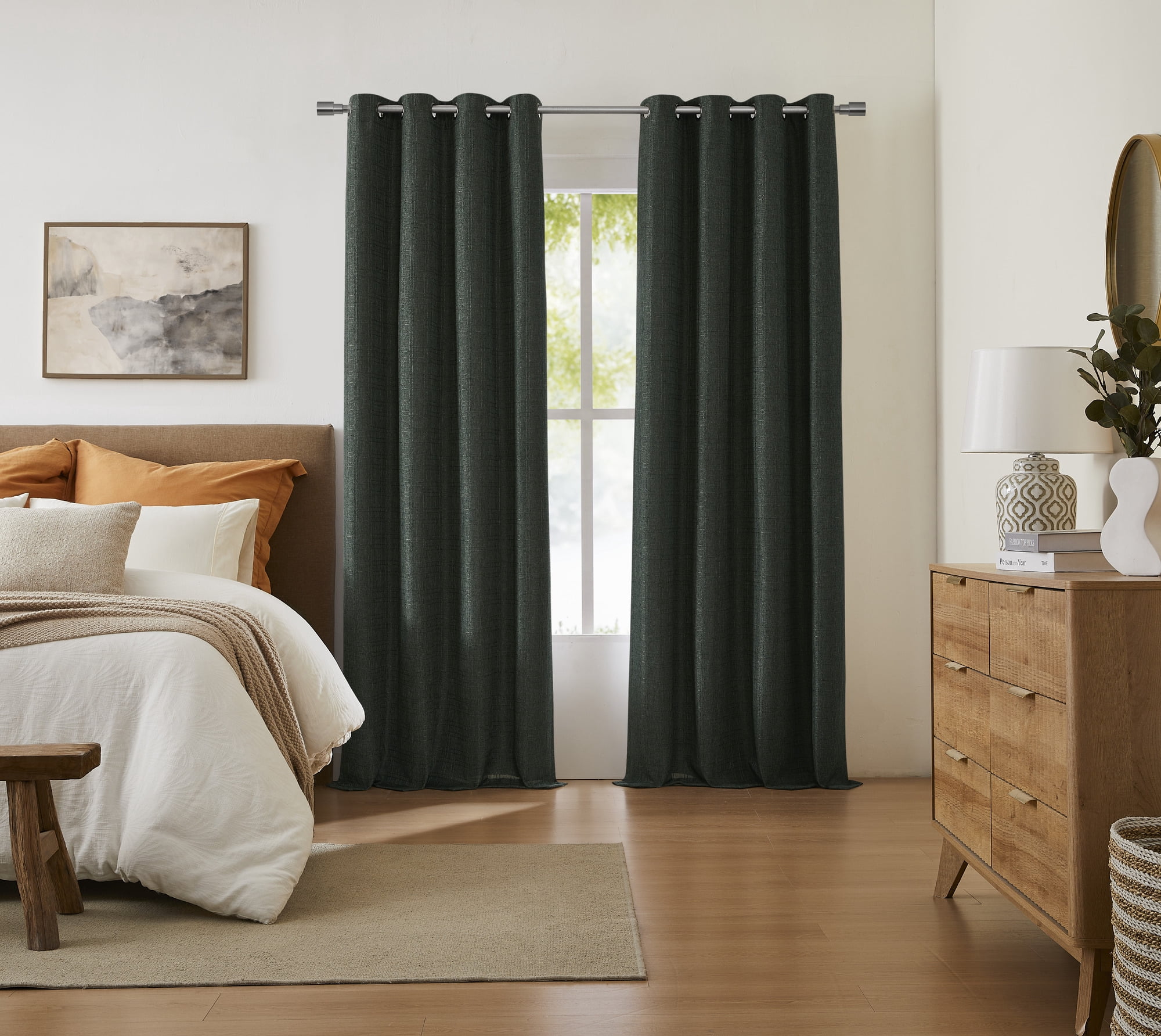 COLTON SUNSHIELD SIGNATURE Blackout Curtains for Living Rooms, Single Curtain Grommet, 50” x 95”, Gray