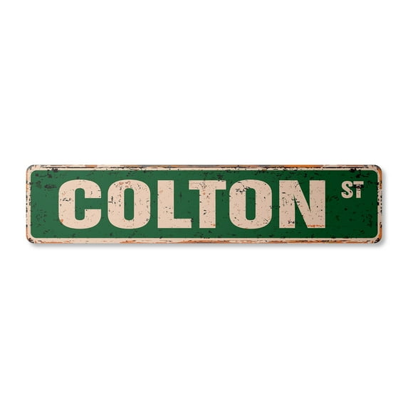 COLTON Vintage Plastic Street Sign Childrens Name Room Sign | Indoor/Outdoor |  24" Wide